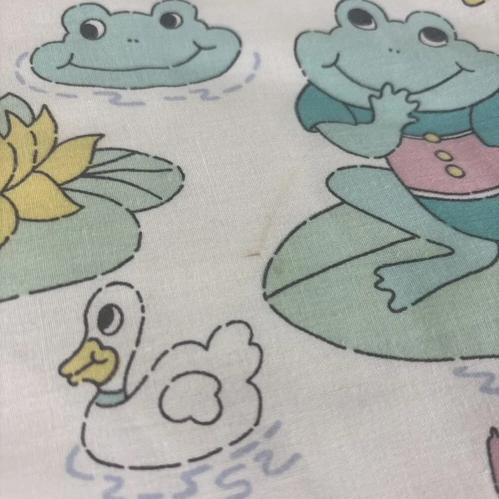 Vtg Debenhams Frog Lily Pad Twin Duvet + Pillowcase Child Kid Bedding RARE READ